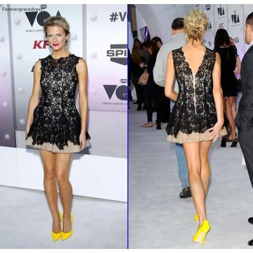 New Arrival Little Black Chic Lace Red Carpet Evening Dress Celebrity Gown