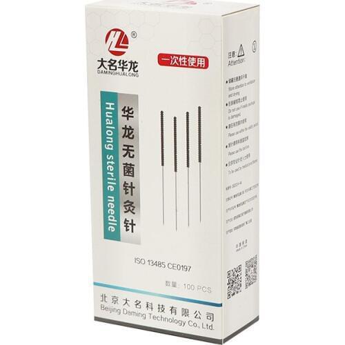 Hualong 100 pcs sterile acupuncture needle single use single pack disposable needles 0.18/0.25/0.30/0.35mm