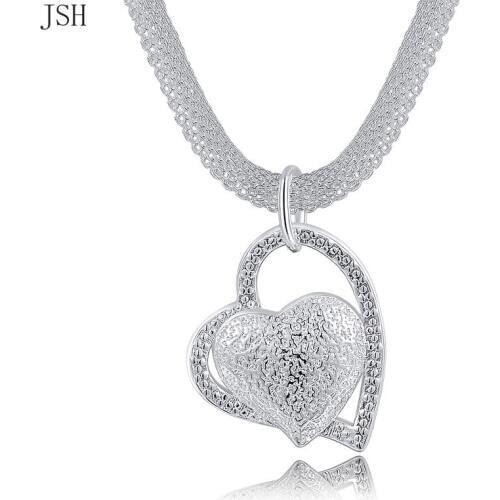 Wholesale Free shipping Popular silver color jewelry fashion charm Mesh chain crooked heart pretty Lady necklace , N270
