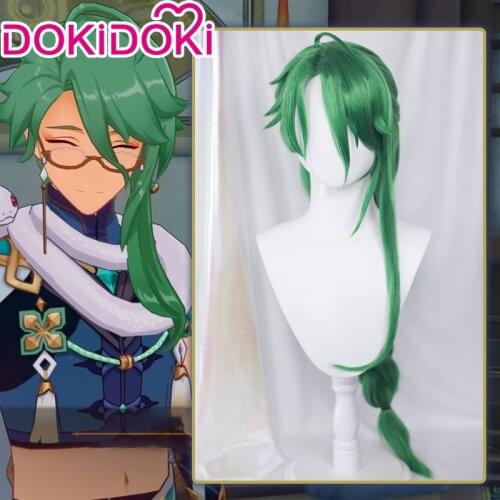 DokiDoki Game Genshin Impact Cosplay Halloween Baizhu Cosplay Wig Genshin Impact Bai Zhu Cosplay Hair