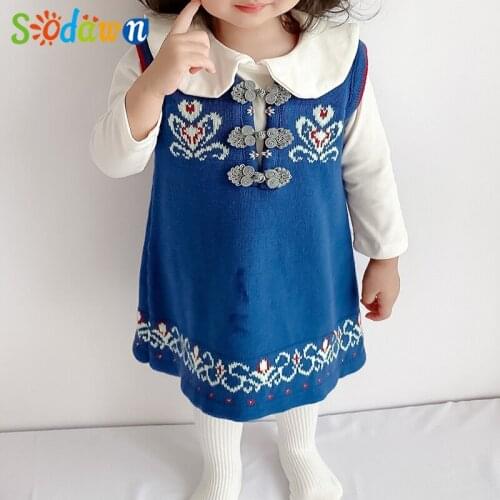 Sodawn Baby Girl Clothes Autumn Winter Sleeveless Vest Dress Sweater Dress Toddler Clothes Dress For Girls