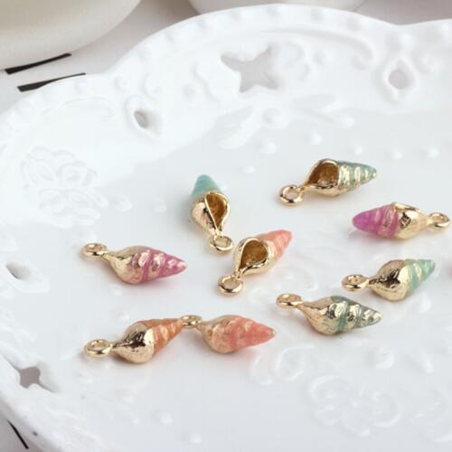 10pcs DIY accessories alloy pendant summer sea wind conch mermaid earrings enamel charm earrings eardrop materials