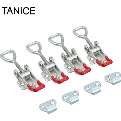 TANiCE 4 Pcs Adjustable Latch Catch Cabinet Boxes Case Chest Catch Metal Lever Handle Toggle Latch Lock Clamp Hasp