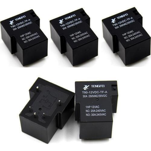 5PCS T90 Small Normally Open Relay 12V 5 Pins 30A T90-12VDC-TF-A
