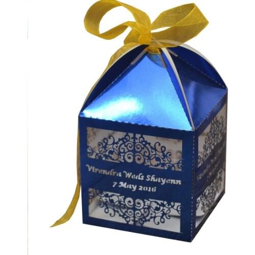 Luxury Arabic flower shaped custom metallic gold laser cut cone wedding favor boxes