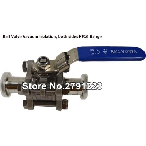 Ball Valve for Vacuum isolation, both sides KF16 flange, Stainless Steel Body
