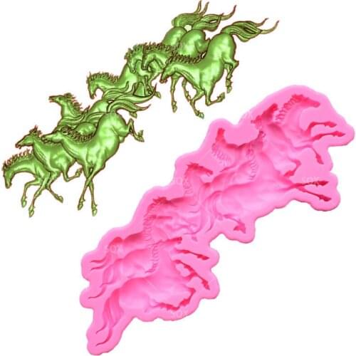 8 Horse Silicone Fondant Mould Cake Decorating Baking Tools Kitchen Accessories MR101