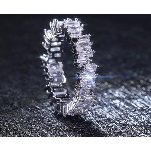 CAOSHI Gorgeous Full Paved Cubic Zirconia Wedding Rings for Women Luxury Silver Color Band Dazzling Finger Jewelry Wholesale