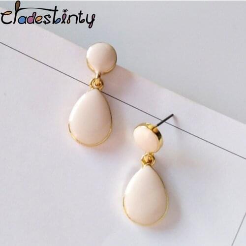 Chadestinty Vintage Earrings Red White Enamel Water Drop Earrings Women Jewelry Hanging Dangle Earring boucle d'oreille