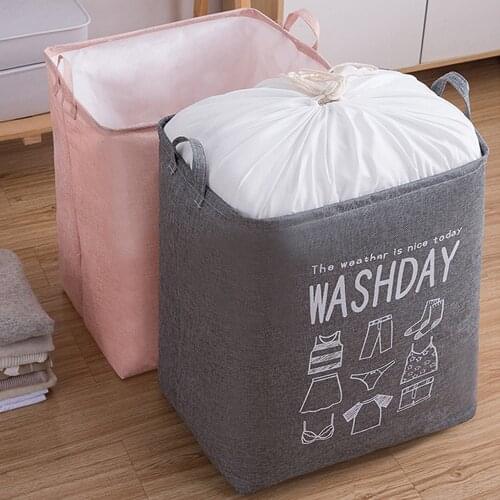Waterproof Clothes Storage Basket Large Capacity Spot Cotton And Linen Giant quilt Bag Beam Mouth Cloth Art Large Storage Basket