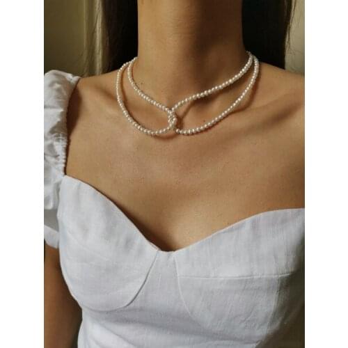 High Quality Handmade Natural Freshwater Pearl Twist Necklace/Gold-Plated Copper Vintage Baroque Double-Stranded Pearl Necklace