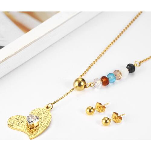 OUFEI Stainless Steel Jewelry Clover Heart Necklace Earrings Set Woman Vogue 2019 Jewelry Accessories free shipping