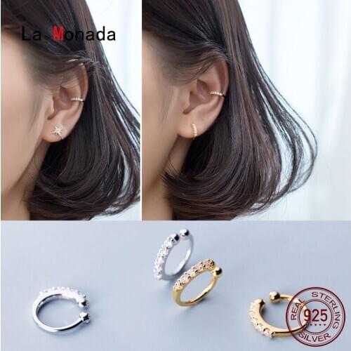 La Monada Clip On Earrings Women Hoop Minimalist Fine Jewelry 925 Sterling Silver Ear Clip On Earrings For Women Korean EM908