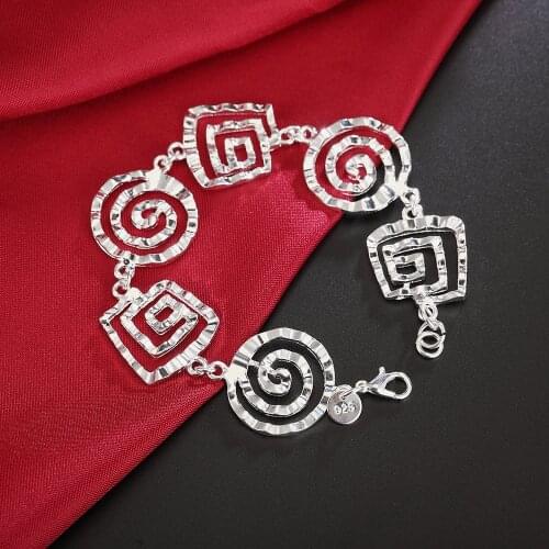 New 925 Sterling Silver Bracelet Pattern Square Bracelet For Woman Charm Jewelry Wedding Gift