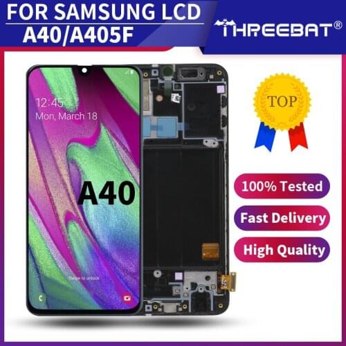 Super AMOLED For Samsung Galaxy A40 A405 A405F LCD display touch Screen Digitizer Assembly with frame A40 LCD screen replacement
