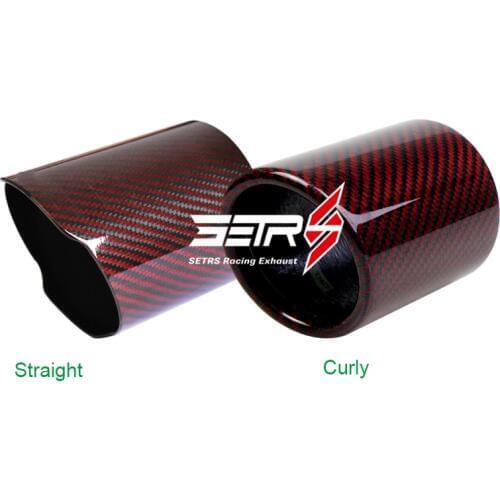 1pc Twill Exhaust Pipe Red Glossy Cover Car Universal Straight And Curly Exhaust Muffler Pipe Tip Cover Exhaust Tip