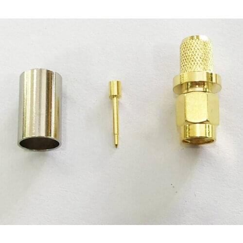 10pcs SMA Male Plug Crimp Cable Adapter for RG6 RG5 LMR300 5D-FB Cable Connector