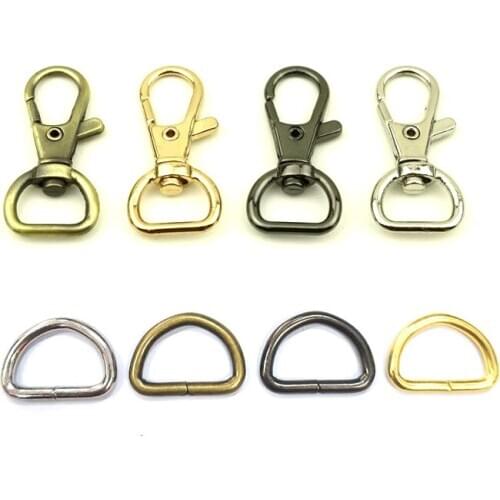 100 sets 0.5 inch D-head inside wide Nickel Swivel Clasps Clips and 1/2 inch Nickel D ring