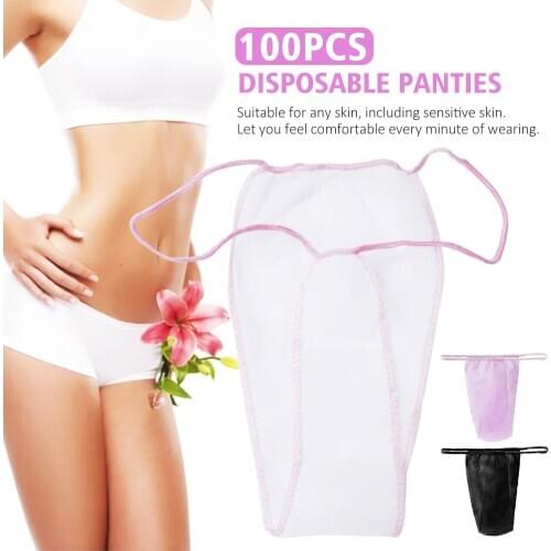 100pcs For Women Spa Non Woven Fabrics Underwear Tanning Wraps Salon Disposable Panties T Thong Hygienic Individually Wrapped