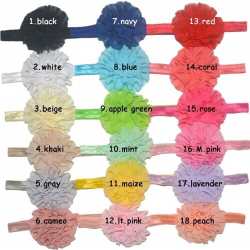 30 pcs/ lot , 9cm scallop chiffon flower with 5/8'' elastic FOE headband for apparel hair accessories headwear