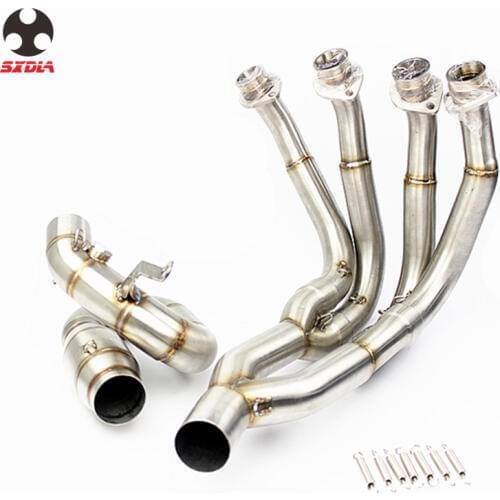 51MM Silver Motorcycle Stainless Steel Full Exhaust Pipe Front Pipe Tube Set For YAMAHA YZF R6 2006-2018