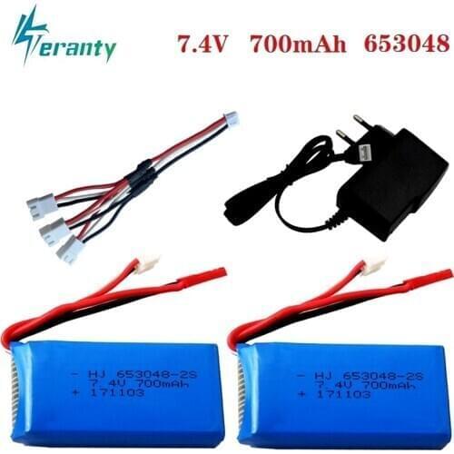 7.4V 700mAh 653048 Lipo battery and Charger For FT007 RC Boat Toys Speedboat For Syma F1 FX059 RC Aircraft 2s 7.4v battery