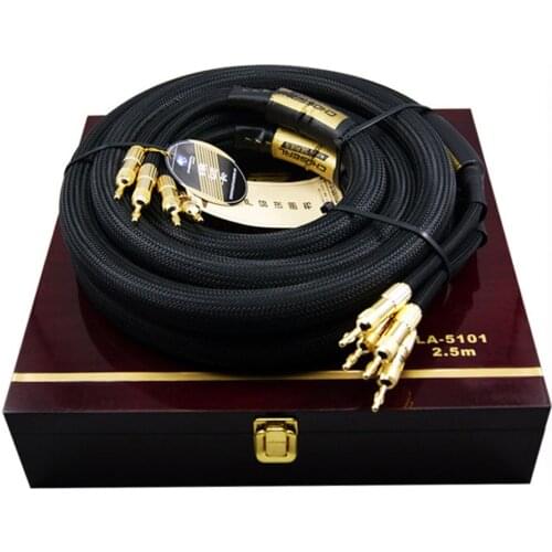 Choseal 6N OCC Audiophile HIFI Speaker Cable 24K gold-plated banana plug Top level Speaker Cable 25MMx2.5M LA-5101