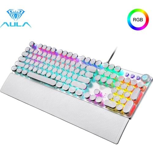 AULA F2088 Gaming Keyboard Game IC Chip Wired Mechanical Keyboard 104-Keys Anti-ghosting Programmable RGB Backlight Keyboard
