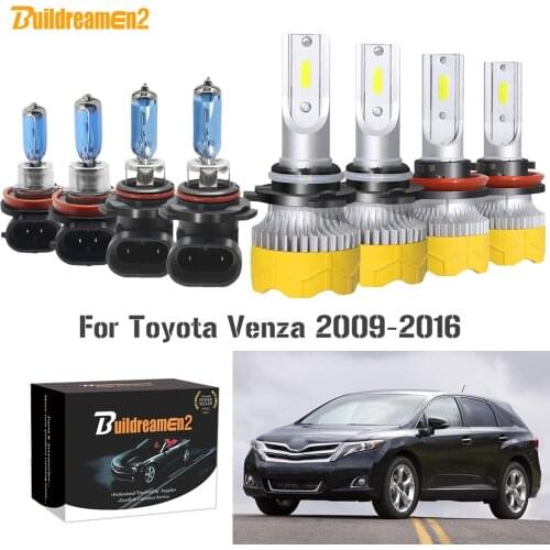 Buildreamen2 4 X Car Headlight High Beam + Low Beam 9005 H11 LED Halogen Bulb Headlamp 12V For Toyota Venza 2009-2016