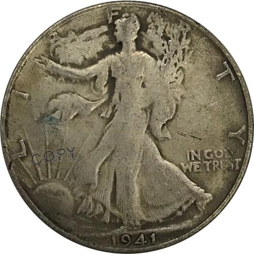 D 1941 United States Walking Liberty Half Dollar Cupronickel Plated Silver Collectibles Copy Coin