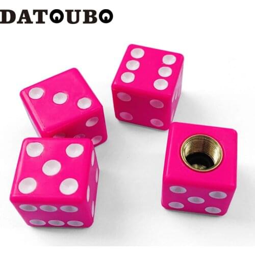 DATOUBO 4 pcs High quality Plastic ABS Dice Novelty Car Tyre Valve Cap,Bicycle Truc Tire Valve stem cap,Dice Wheel Air Dust Caps