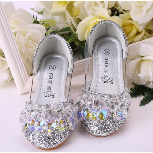 Children Princess Shoes Girls Rhinestone Girls Wedding Party Kids Dress Shoes for Girls Pink / Blue/ Silver Princess shoes