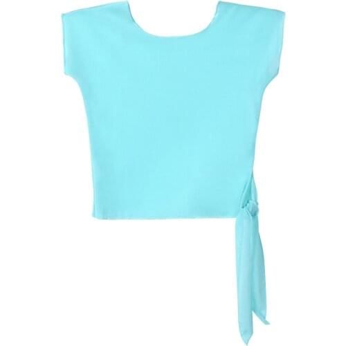 Kids Gym Workout Sports Dancing Top Short Sleeves See-through Mesh Ballet Dance Tops T-shirts Gymnastics Tops Cover Up Dancewear