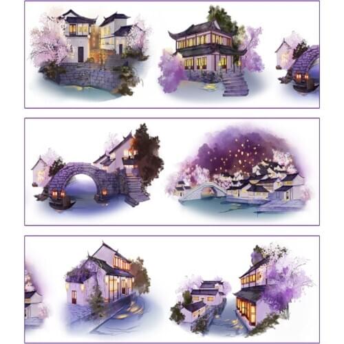 House At Night Chinese Ancient Building Washi Tapes