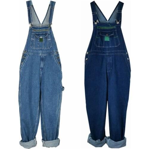 Oversized Loose Overalls Men Bib Jeans Huge Straight Workwear Denim Jumpsuits Cargo Pants Hip Hop Blue Trousers Large Size 28-50