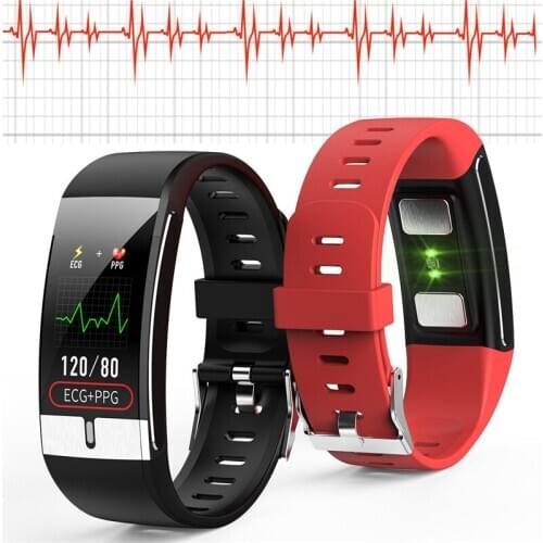 E66 Fitness Tracker Bracelet Body Temperature ECG Smart Bracelet Heart Rate Monitor Smart Watch Music Control Sport Band PK T1