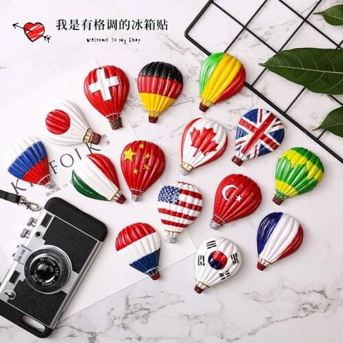 Flag refrigerator magnet sticker Canada USA Australia Italy countries hot air balloon magnet