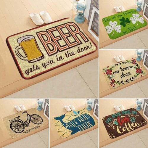 Flannel Welcome Door Mat Anime Carpet for Home Kitchen Rug No-Slip Living Room Indoor Protective Floor Mat Outdoor 40*60cm/pc