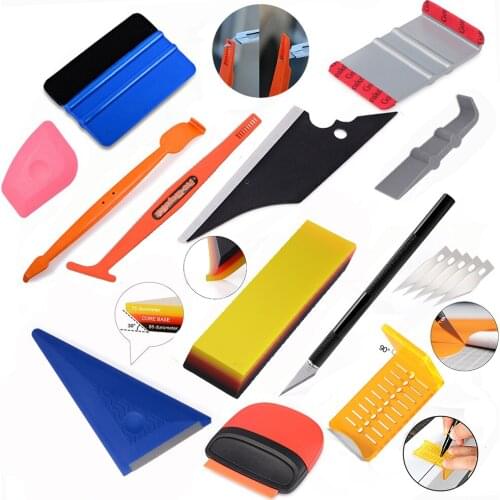 FOSHIO Auto Car Accessories Vinyl Wrapping Tools Set Magnet Squeegee Soft PPF Scraper Window Tint Carbon Fiber Sticker Cutter