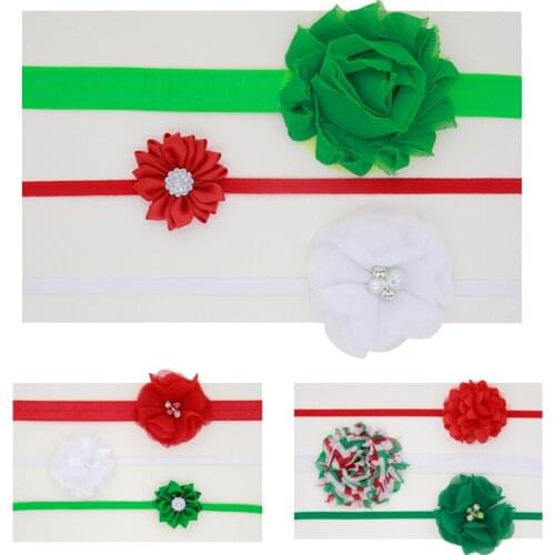 European and American Christmas dress up headgear headband, baby big elastic head flower three-piece set