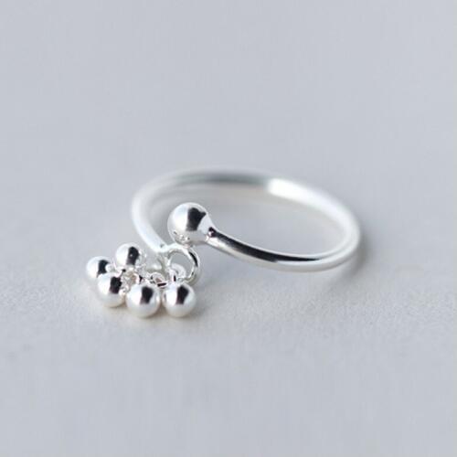 925 Sterling Silver Rings For Women Adjustable Beads Drop Mom Fashion Accessoires Ladies Finger Rings Jewelry Jewellery