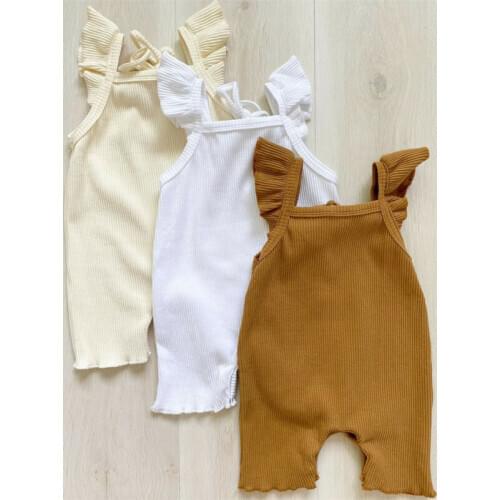 New Summer Cute Newborn Infant Baby Girl Clothes Solid Color Sleeveless Romper Causal Jumpsuit Cotton Outfit