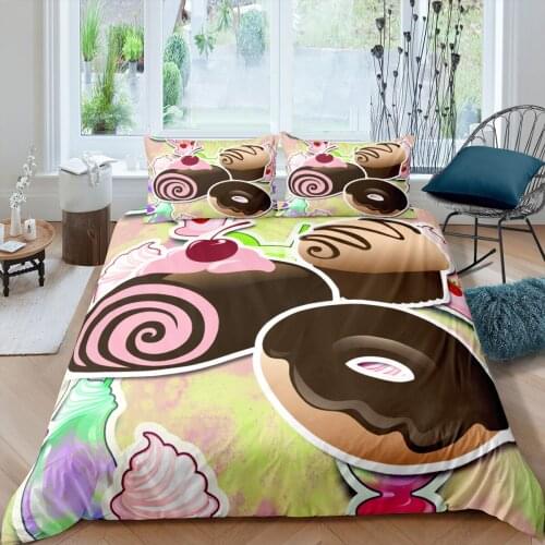 Creative Bread Bedding Set Kids Boy Girl Food Duvet Cover Set Queen King Size Home Textiles Cute Dessert Quilt Covers Bedclothes