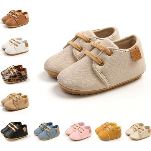 Luxury Soft Leather Baby Boy Shoes Moccasins Newborn Rubber Sole First Walkers Toddler Girls Sneakers Anti-slip Baby Crib Shoes