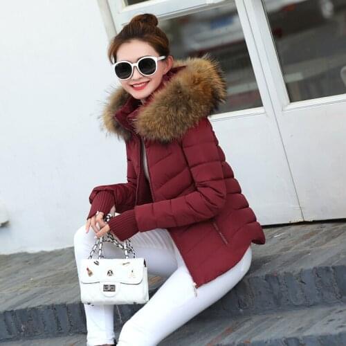 2021 Winter Jacket women Plus Size Womens Parkas Thicken Outerwear solid hooded Coats Short Female Slim Removable fur collar