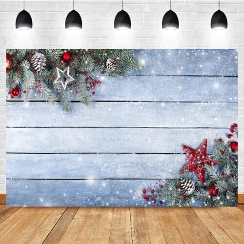 Laeacco Christmas Backdrop Vintage Planks Snowflakes Pine Nuts Branches Birthday Photography Photo Background For Photo Studio