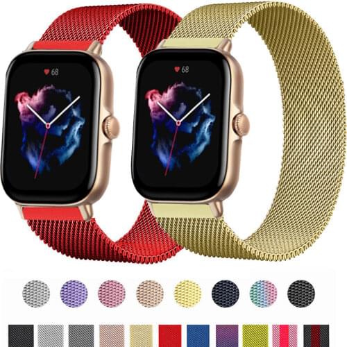 Milanese loop correa for amazfit bip GTS2 Mini Gtr 47mm 42mm 22mm Bracelet Samsung Galaxy Watch 3 46mm amazfit gts 20mm strap