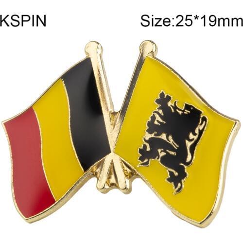 Belgium & FLANDERS Friendship Flag Badge Brooch Natinal Lapel Pins Flag Lapel Pins Country Flag Badge XY0144