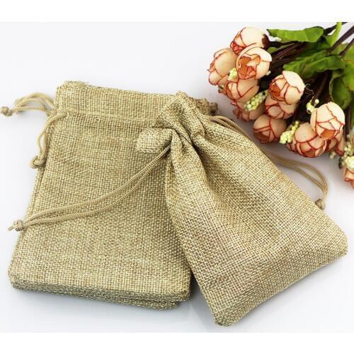 Natural environmental little linen bag drawstring gift bags pouch 50pcs 7x9cm=2.75"x3.54" For Jewelry Packing