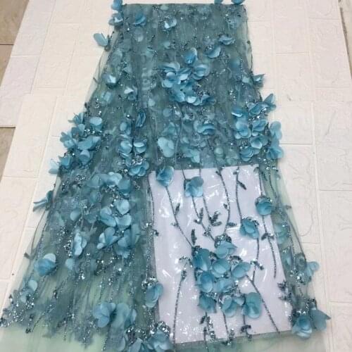 The new beautiful sequins with 3D applique tulle embroidery, French tulle lace, suitable for fashionable ladies dress design fab